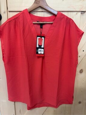 Banana Republic Coral-Red V-Neck Blouse